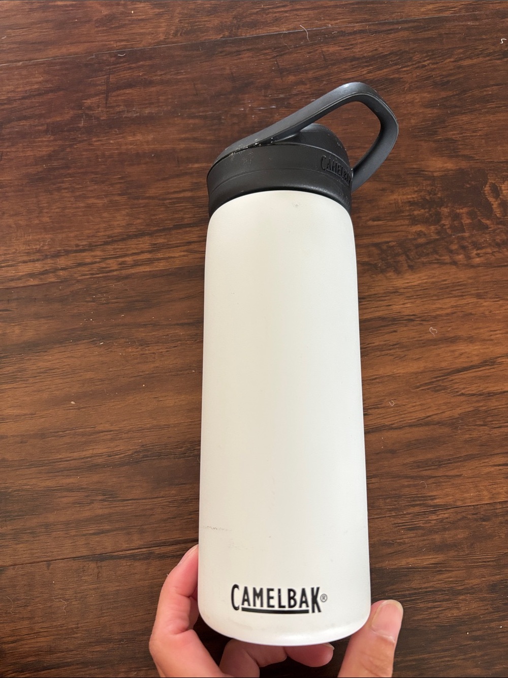 CamelBak White Bottle with Black Carry Lid